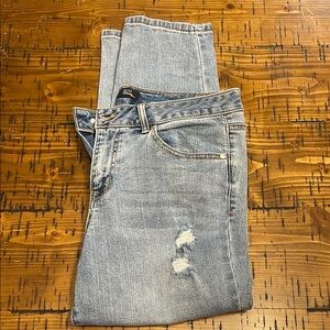 1822 Denim Blue Jeggings with Distressed Look
